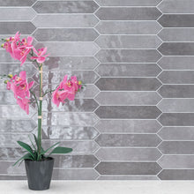 Load image into Gallery viewer, 2.5&quot; X 13&quot; Renzo Storm Picket Glossy Dark Grey Ceramic Wall Tile (12.21SQ FT/CTN)