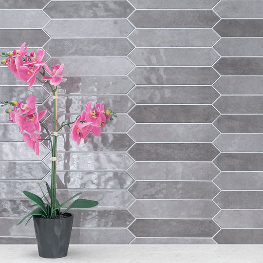 2.5" X 13" Renzo Storm Picket Glossy Dark Grey Ceramic Wall Tile (12.21SQ FT/CTN)