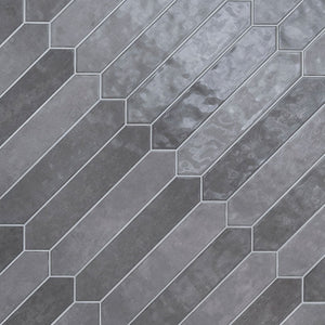 2.5" X 13" Renzo Storm Picket Glossy Dark Grey Ceramic Wall Tile (12.21SQ FT/CTN)
