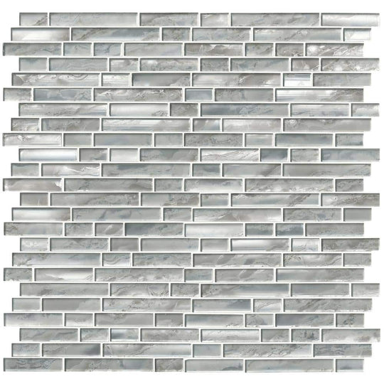 12" X 12" Silver Canvas Interlocking Light Gray Backsplash Linear Mosaic Sheet (9.7SQ FT/CTN)