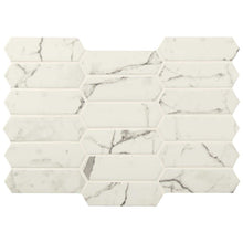 Load image into Gallery viewer, 10&quot; X 15&quot; Statuario Celano White Picket Glass Subway Mosaic Wall Tile (14.55SQ FT/CTN)