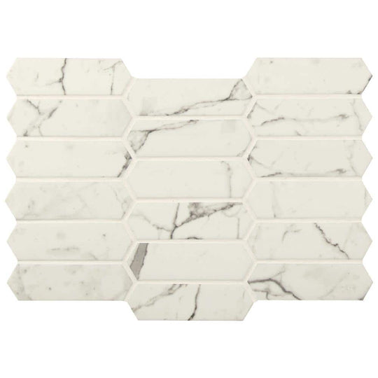 10" X 15" Statuario Celano White Picket Glass Subway Mosaic Wall Tile (14.55SQ FT/CTN)