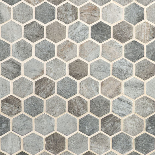 2" X 2" Hexagon Stonella Light Gray Glass Mosaic Tile (14.7SQ FT/CTN)