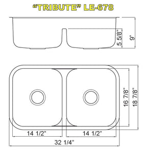 Leonet Tribute 50/50 Double Bowl Stainless Steel Kitchen Sink