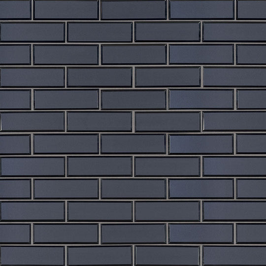 12" X 12" Vague Beveled Blue Glass Subway Brick Mosaic Walls Tile (14.4SQ FT/CTN)