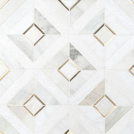 12" X 12" Verona Gold Pattern Warm White Mosaic Wall Tile (9.8SQ FT/CTN)