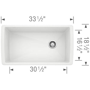 33-1/2 inch Single Bowl Kitchen Sink - Undermount Kitchen Sink