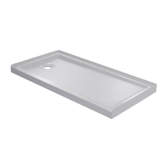 60" x 30" Rectangular Shower Base In White With Single Threshold